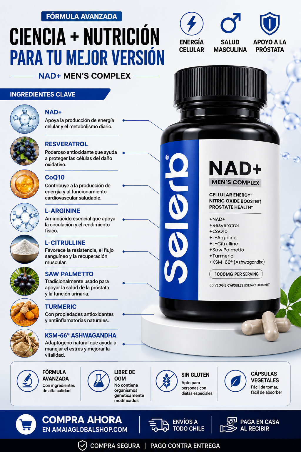 APOYA TU RENDIMIENTO SEXUAL - SELERB NAD MEN´S COMPLEX