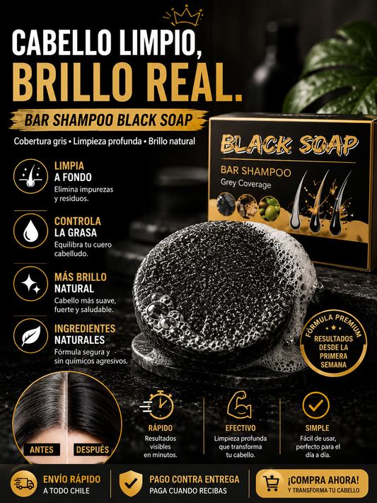 ¿Canas visibles y cabello opaco? Renueva tu tono con Shampoo Negro en Barra Anti Canas