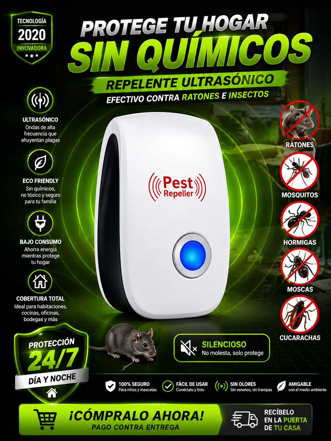 Despídete de los ratones sin químicos con el Repelente Ultrasónico H