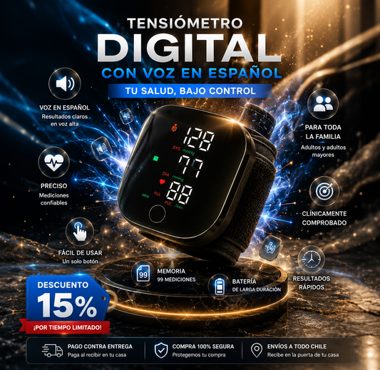 🩺 Tensiómetro Digital de Muñeca con Voz en Español | Precisión Profesional