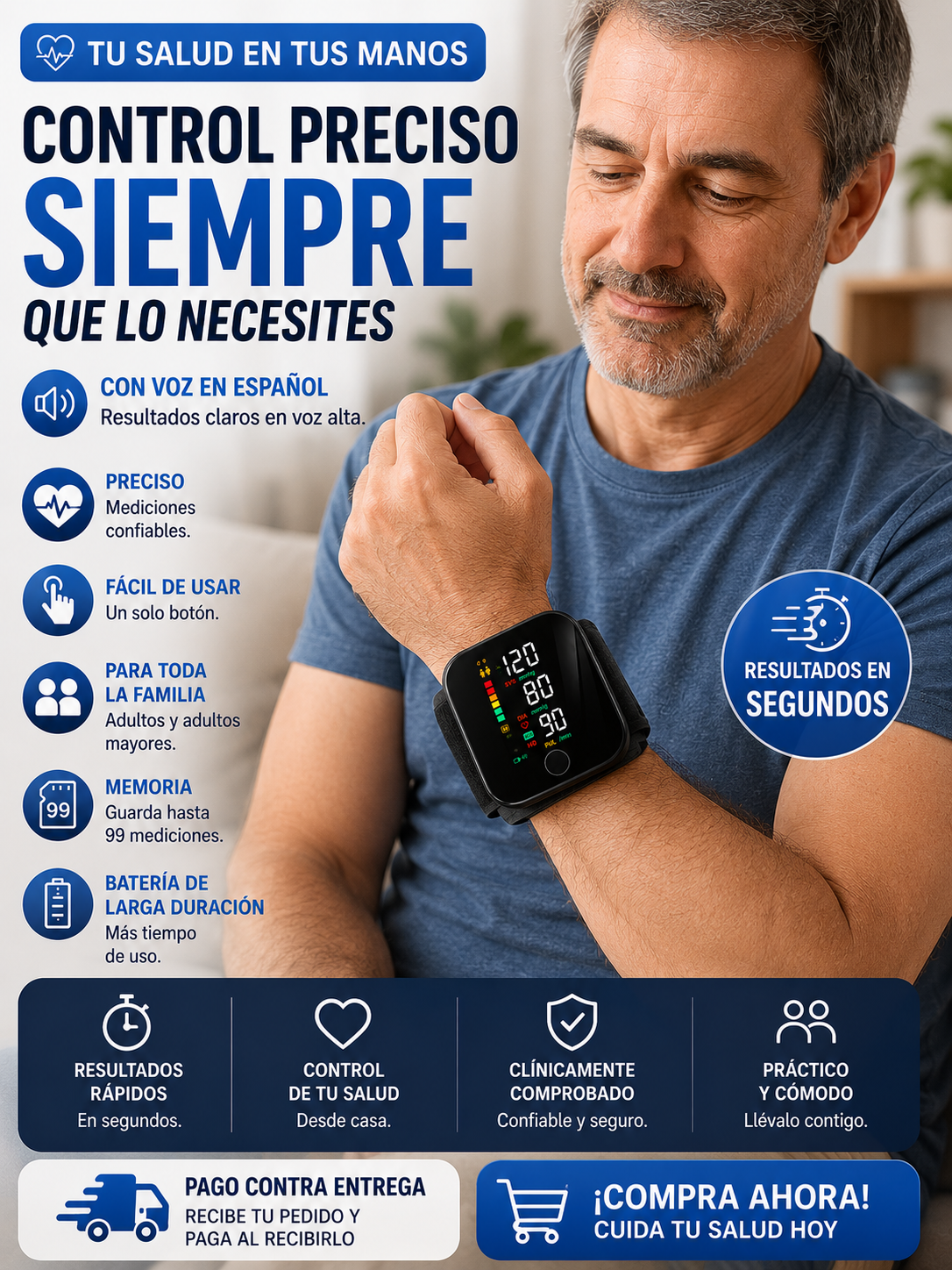 🩺 Tensiómetro Digital de Muñeca con Voz en Español | Precisión Profesional